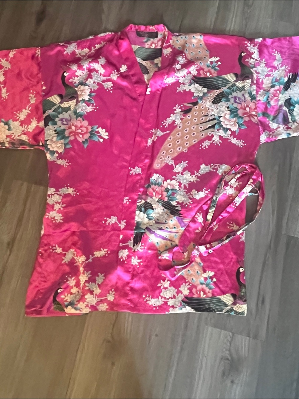 Oriental robe whimsical housecoat luxury ladies LtoXL buttery soft feel hotpink